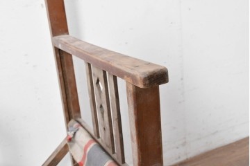 和製アンティーク　希少!!　欅(ケヤキ)材　山葉風　杢目の美しい欅材が使用された折り畳みチェア　(R-086780)