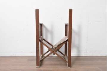 和製アンティーク　希少!!　欅(ケヤキ)材　山葉風　杢目の美しい欅材が使用された折り畳みチェア　(R-086780)