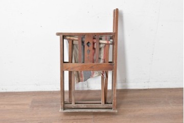 和製アンティーク　希少!!　欅(ケヤキ)材　山葉風　杢目の美しい欅材が使用された折り畳みチェア　(R-086780)