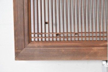 アンティーク建具　昭和初期　繊細な縦格子が美しい落ち着いた木味の筬欄間2枚セット　(R-086783)