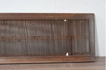 アンティーク建具　昭和初期　繊細な縦格子が美しい落ち着いた木味の筬欄間2枚セット　(R-086783)