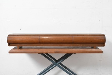 和製ヴィンテージ　ミッドセンチュリー　丸みのある前板が特徴的な横長小引き出し　(R-086787)