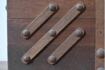 和製ヴィンテージ　絶版品　希少　松本民芸家具　開閉式でコンパクトに収納できる脚付きソーイングボックス　(R-086788)