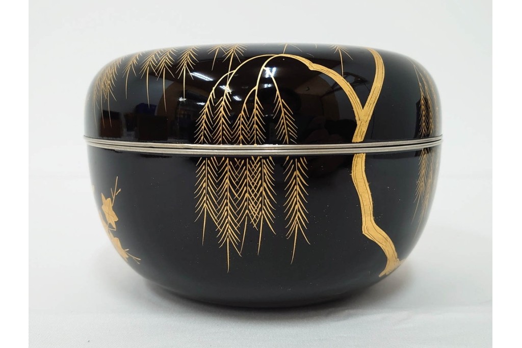 製　和田瑾斎作 鶯宿梅文の蒔絵が美しい菓子器・平安象彦作 雅な小吸物膳5点のセット　共箱付き　(R-086793)