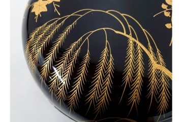 製　和田瑾斎作 鶯宿梅文の蒔絵が美しい菓子器・平安象彦作 雅な小吸物膳5点のセット　共箱付き　(R-086793)