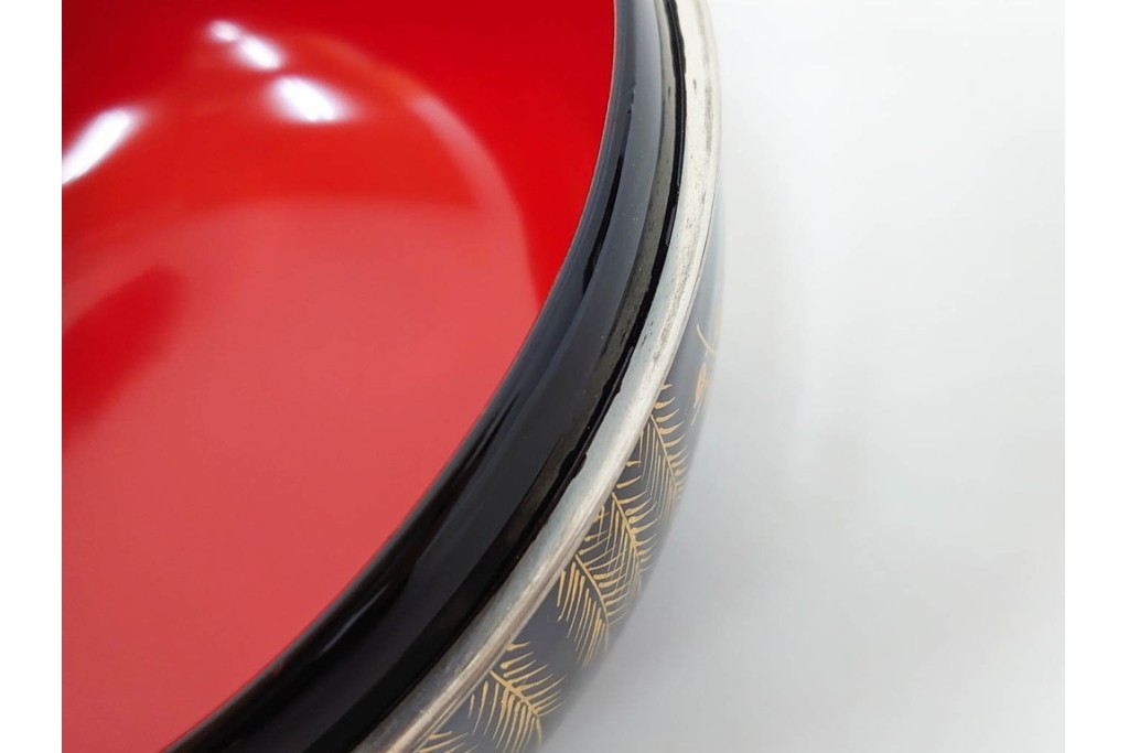 製　和田瑾斎作 鶯宿梅文の蒔絵が美しい菓子器・平安象彦作 雅な小吸物膳5点のセット　共箱付き　(R-086793)