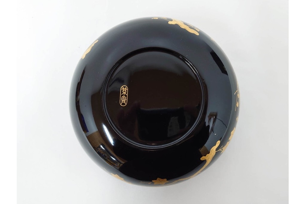 製　和田瑾斎作 鶯宿梅文の蒔絵が美しい菓子器・平安象彦作 雅な小吸物膳5点のセット　共箱付き　(R-086793)