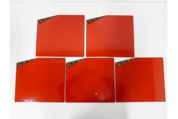 製　和田瑾斎作 鶯宿梅文の蒔絵が美しい菓子器・平安象彦作 雅な小吸物膳5点のセット　共箱付き　(R-086793)