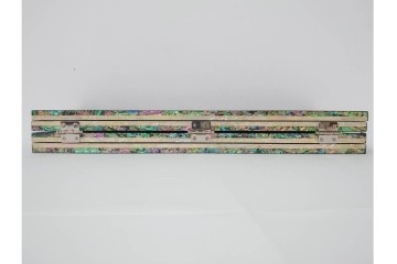 韓国　朴鎬仁作　螺鈿細工の鶴図と漢詩のデザインが見事な屏風　外箱付き　(R-086794)