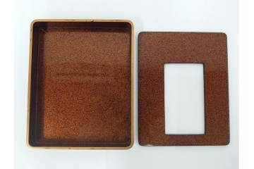 内梨地　蒔絵で描かれた竹林七賢人図が上品な硯箱　雨端硯付き　(R-086795)