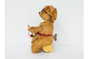 西ドイツ　MAX CARL社製　ゼンマイ仕掛けで編み物をするクマのおもちゃ　(R-086798)