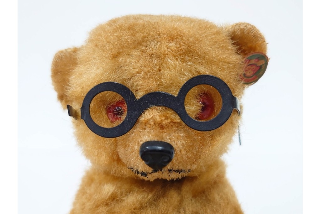 西ドイツ　MAX CARL社製　ゼンマイ仕掛けで編み物をするクマのおもちゃ　(R-086798)