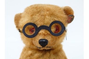 西ドイツ　MAX CARL社製　ゼンマイ仕掛けで編み物をするクマのおもちゃ　(R-086798)