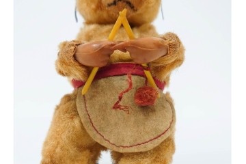 西ドイツ　MAX CARL社製　ゼンマイ仕掛けで編み物をするクマのおもちゃ　(R-086798)