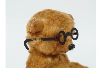 西ドイツ　MAX CARL社製　ゼンマイ仕掛けで編み物をするクマのおもちゃ　(R-086798)