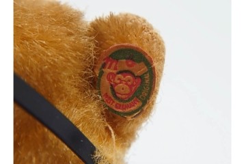 西ドイツ　MAX CARL社製　ゼンマイ仕掛けで編み物をするクマのおもちゃ　(R-086798)