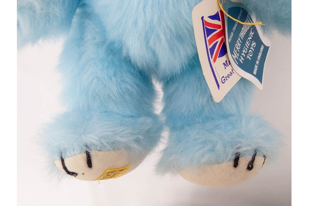 イギリスヴィンテージ　メリーソート(MERRY THOUGHT)社　チーキーシリーズ　高さ約31cm　可愛いブルーのテディベア　(R-086800)