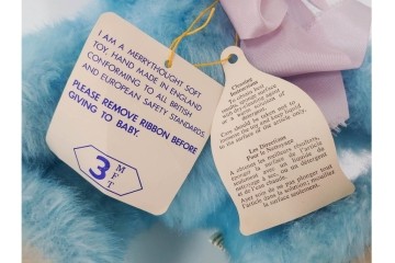 イギリスヴィンテージ　メリーソート(MERRY THOUGHT)社　チーキーシリーズ　高さ約31cm　可愛いブルーのテディベア　(R-086800)