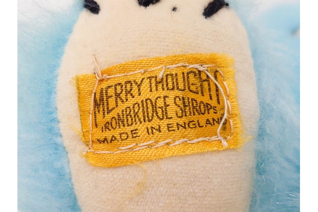 イギリスヴィンテージ　メリーソート(MERRY THOUGHT)社　チーキーシリーズ　高さ約31cm　可愛いブルーのテディベア　(R-086800)