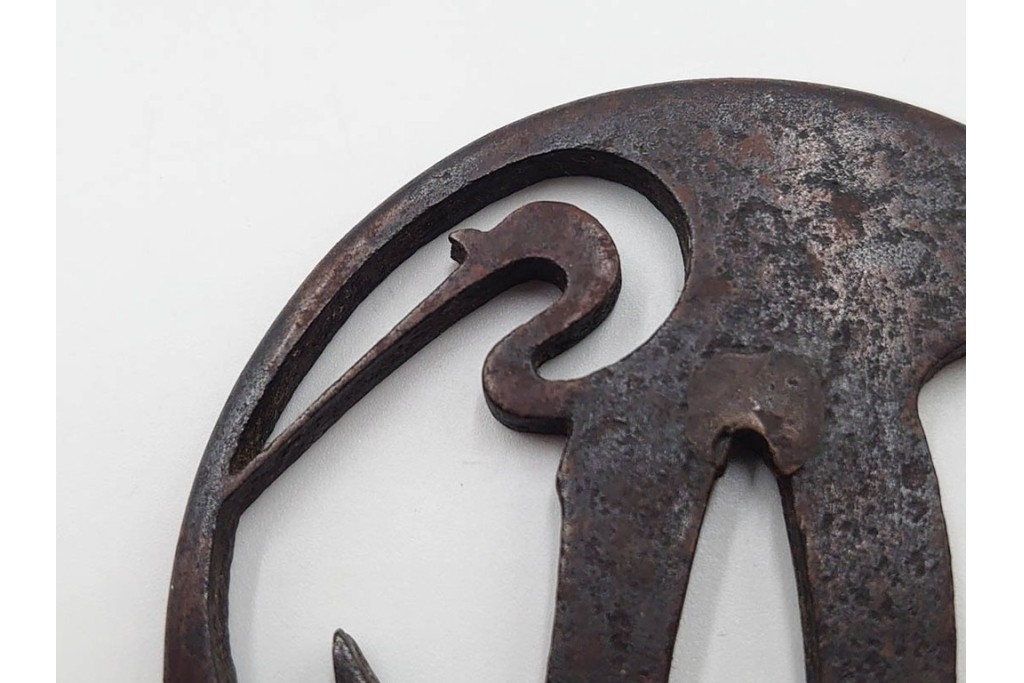 時代武具　丸形(植物・鶴亀透)・木瓜形(波図)の鍔3点セット　(R-086817)