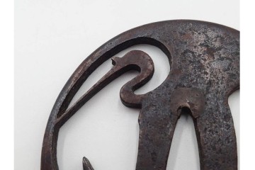 時代武具　丸形(植物・鶴亀透)・木瓜形(波図)の鍔3点セット　(R-086817)