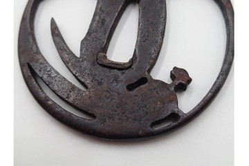 時代武具　丸形(植物・鶴亀透)・木瓜形(波図)の鍔3点セット　(R-086817)