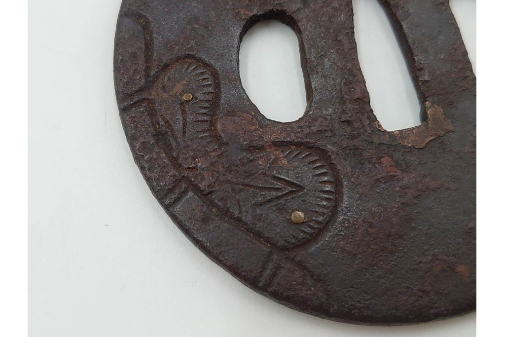 時代武具　丸形　金象嵌の意匠を施した鍔3点セット　(R-086819)