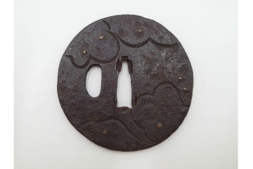 時代武具　丸形　金象嵌の意匠を施した鍔3点セット　(R-086819)