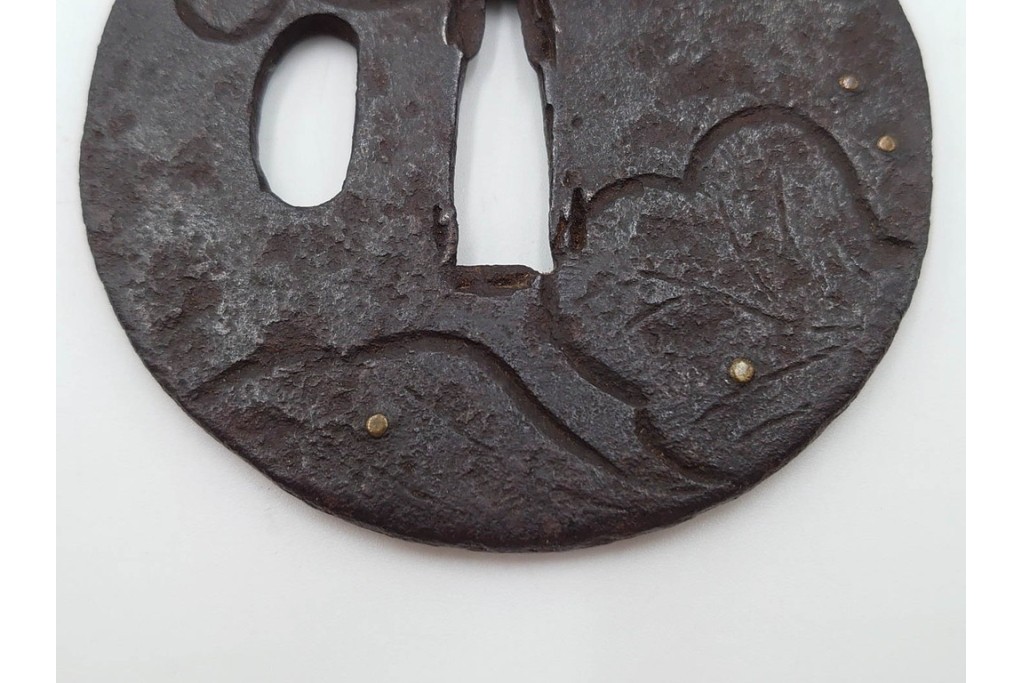 時代武具　丸形　金象嵌の意匠を施した鍔3点セット　(R-086819)