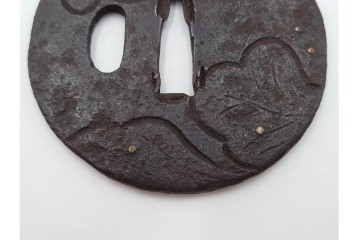 時代武具　丸形　金象嵌の意匠を施した鍔3点セット　(R-086819)