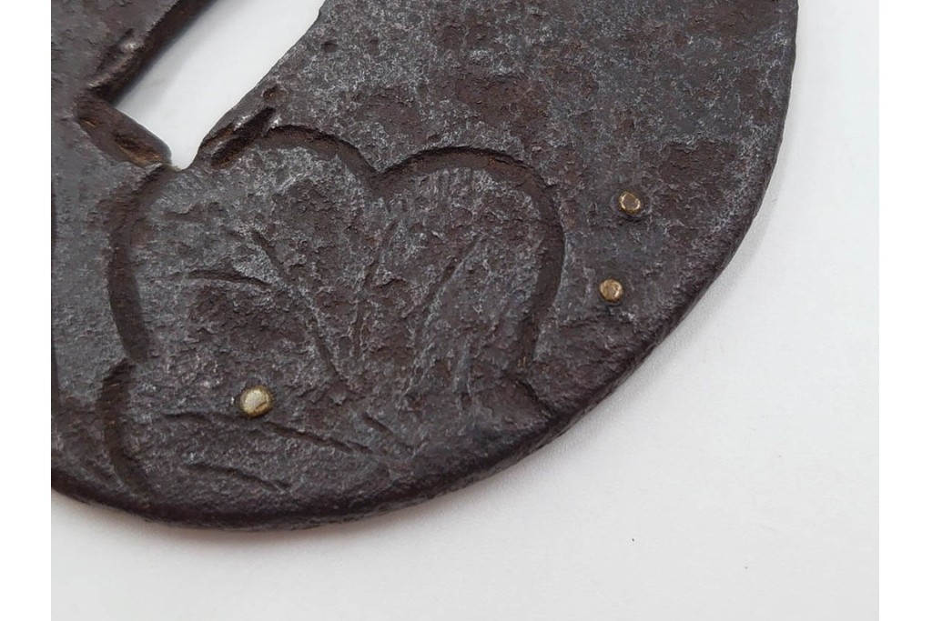 時代武具　丸形　金象嵌の意匠を施した鍔3点セット　(R-086819)