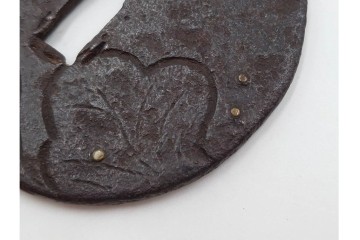 時代武具　丸形　金象嵌の意匠を施した鍔3点セット　(R-086819)