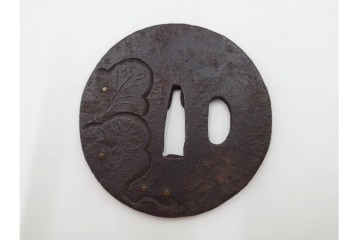 時代武具　丸形　金象嵌の意匠を施した鍔3点セット　(R-086819)