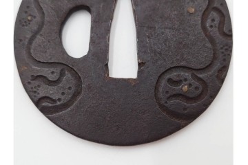 時代武具　丸形　金象嵌の意匠を施した鍔3点セット　(R-086819)