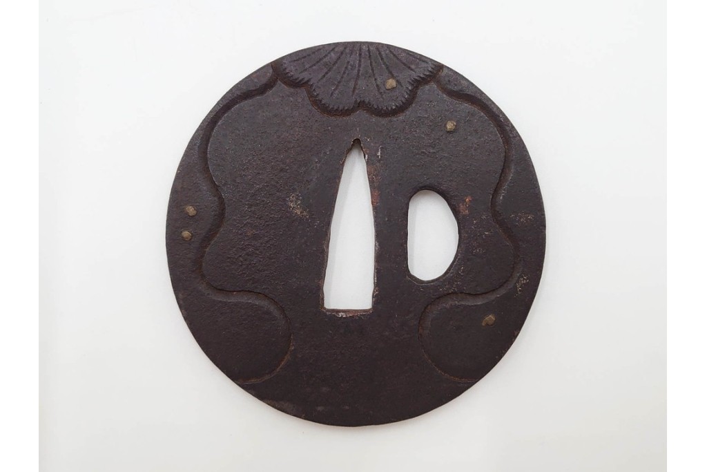 時代武具　丸形　金象嵌の意匠を施した鍔3点セット　(R-086819)