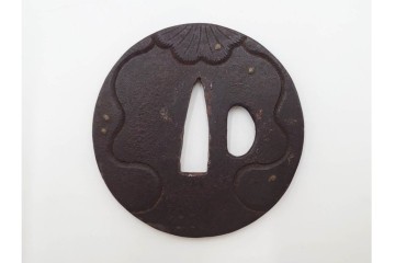 時代武具　丸形　金象嵌の意匠を施した鍔3点セット　(R-086819)