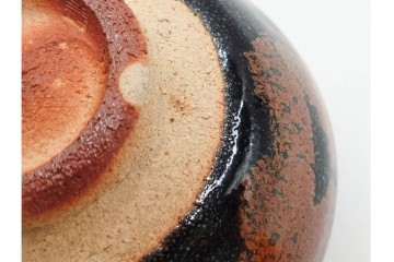 人間国宝 原清作　鉄釉鳥文の茶碗　共箱付き　(R-086820)