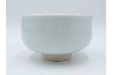 島田文雄作　上品な彩磁牡丹文の茶碗　共箱付き　(R-086821)