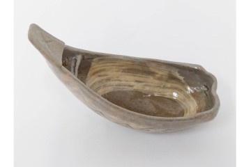 九代 長岡住右衛門(長岡空味)作　楽山焼　そりこ船形の向付5点セット　共箱付き　(R-086822)