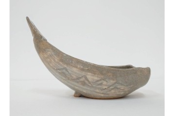 九代 長岡住右衛門(長岡空味)作　楽山焼　そりこ船形の向付5点セット　共箱付き　(R-086822)