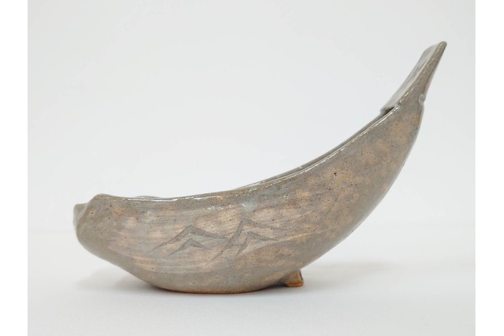 九代 長岡住右衛門(長岡空味)作　楽山焼　そりこ船形の向付5点セット　共箱付き　(R-086822)