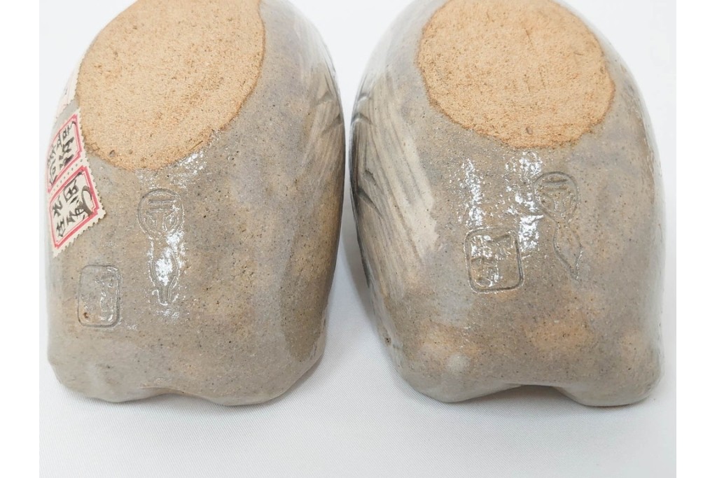 九代 長岡住右衛門(長岡空味)作　楽山焼　そりこ船形の向付5点セット　共箱付き　(R-086822)