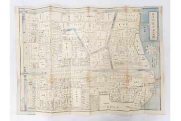 江戸期(嘉永～安政)　近吾堂版　木版画　「江戸切絵図」35冊セット　帙付き　(R-086823)