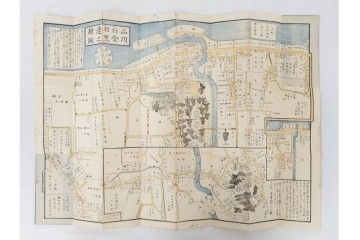 江戸期(嘉永～安政)　近吾堂版　木版画　「江戸切絵図」35冊セット　帙付き　(R-086823)