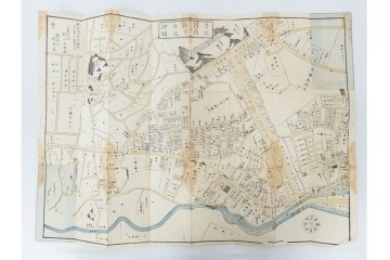 江戸期(嘉永～安政)　近吾堂版　木版画　「江戸切絵図」35冊セット　帙付き　(R-086823)