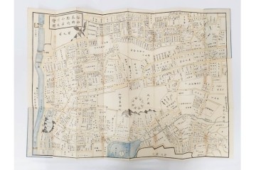 江戸期(嘉永～安政)　近吾堂版　木版画　「江戸切絵図」35冊セット　帙付き　(R-086823)