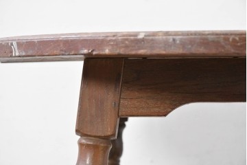 和製アンティーク　希少デザイン　栓材　挽物脚と十字の貫がアクセントの丸テーブル　(R-086837)