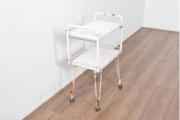 和製ヴィンテージ　アイアン製　シャビーな質感が魅力のキャスター付きワゴン　(R-086838)