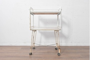 和製ヴィンテージ　アイアン製　シャビーな質感が魅力のキャスター付きワゴン　(R-086838)