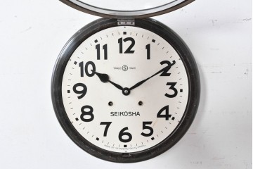 和製アンティーク　精工舎(SEIKOSHA、セイコー)　素朴でシンプルな丸型掛け時計　(R-086839)